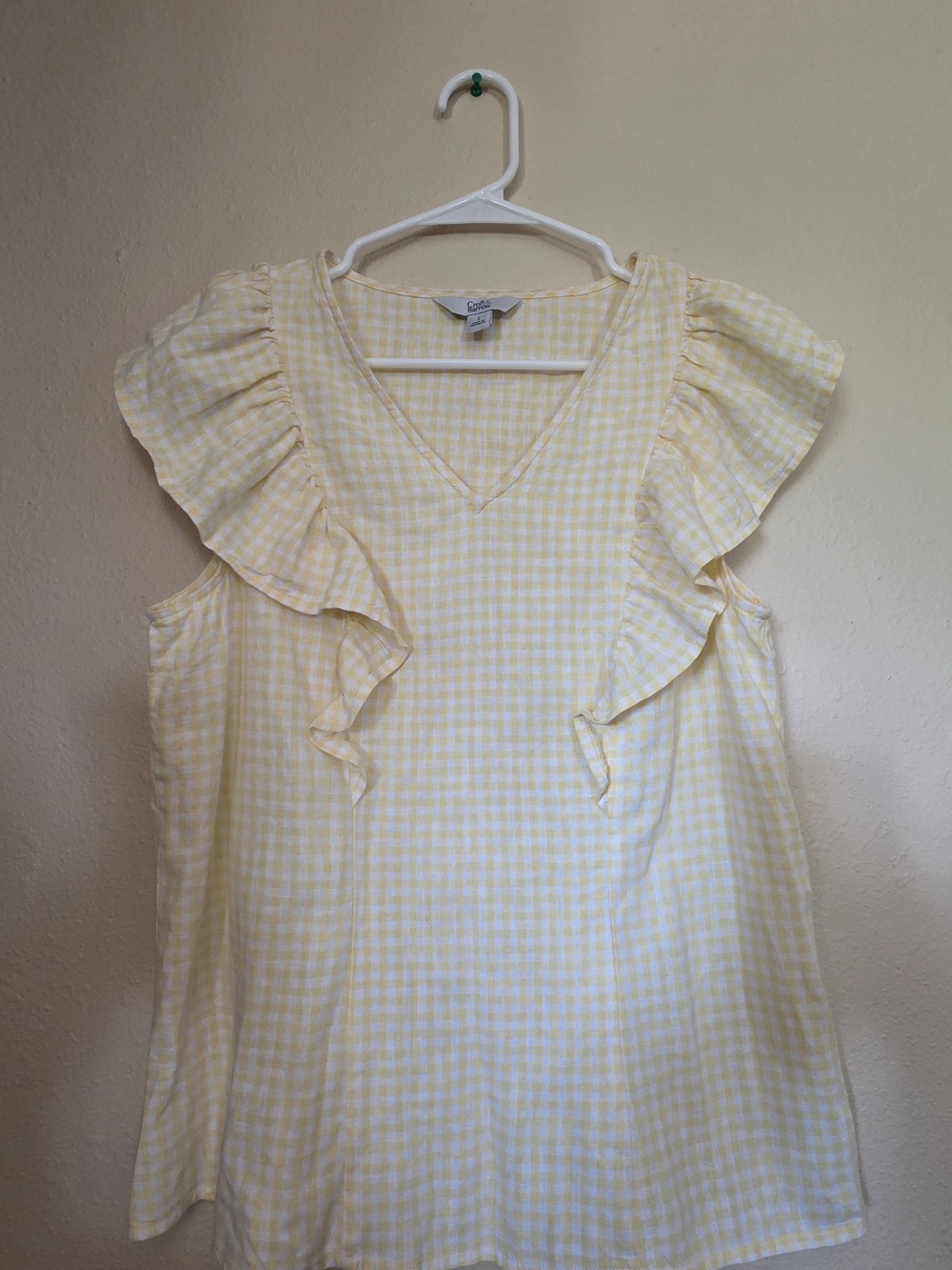 Yellow Gingham Ruffle V-Neck Camisole